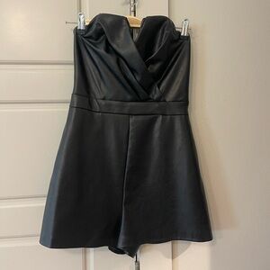 Black leather romper